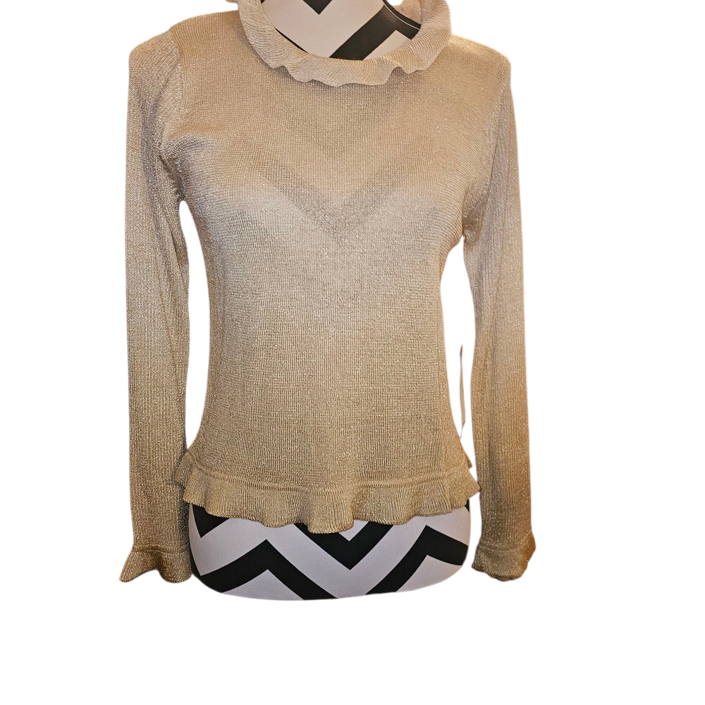 Elegant Gold Ruffle Blouse